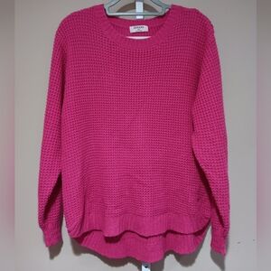 Zenana Women's (Size XL) Dark Pink Crew Neck Knit Sweater